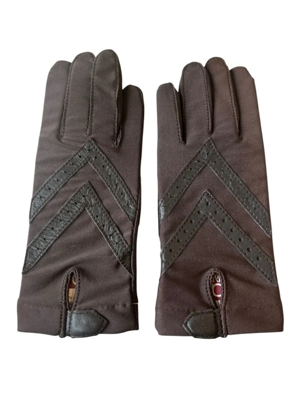 NWT & vintage isotoner dark brown Chevron-Accent Driving stretchy Gloves